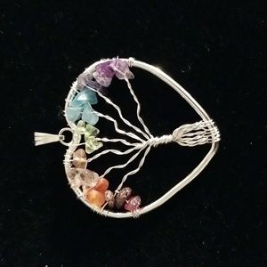 Gemstone Chips Tree of Life Pendant